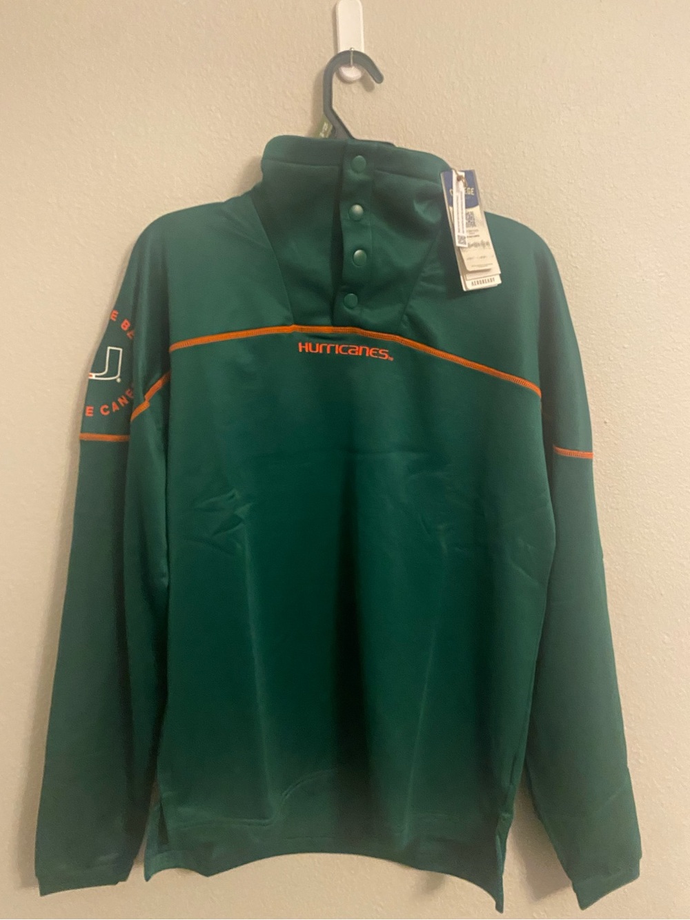 adidas Miami Hurricanes AEROREADY Quarter Snap Pullover Jacket Green Men’s - Picture 8 of 12
